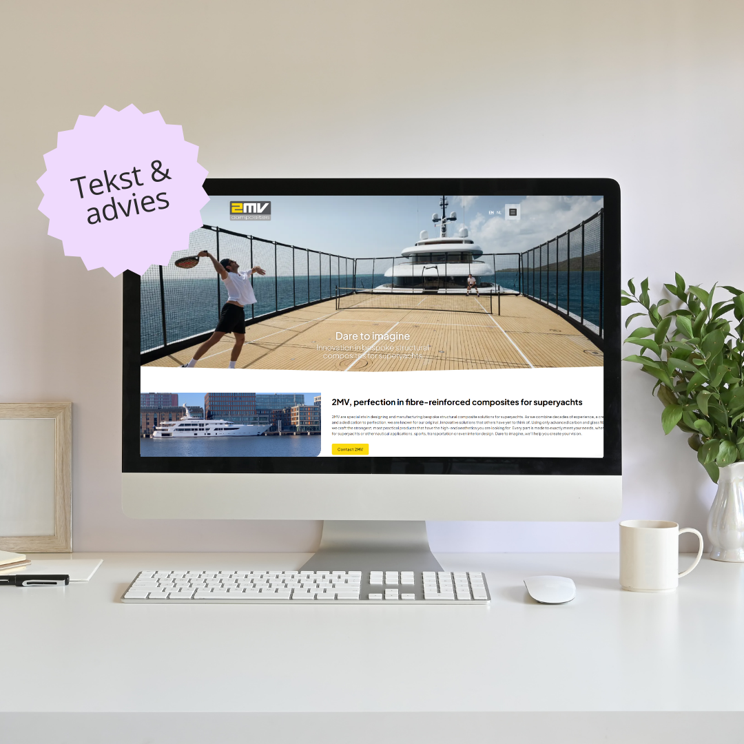 Mockup van de website van 2MV